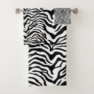 Zwart-wit zebra stripe print bad handdoek