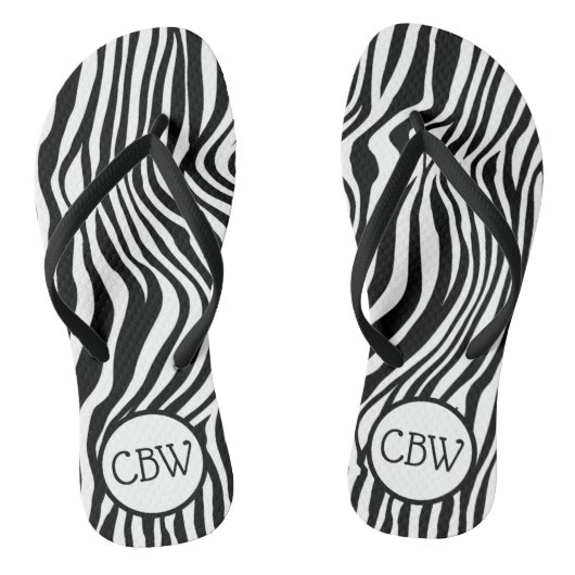 Zwart-wit Zebra Stripe proefkonijn Teenslippers (Voetbed)