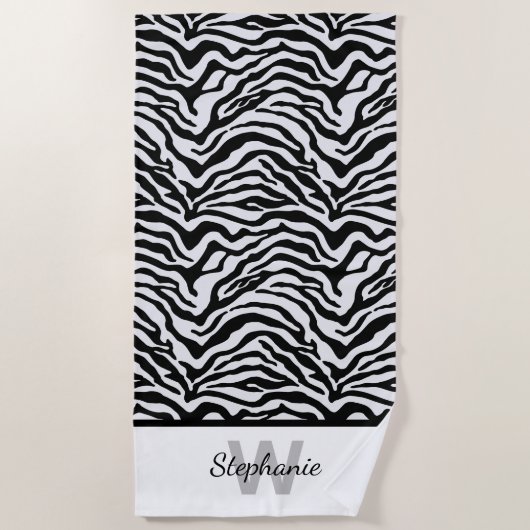 Zwart-wit zebraprint strandlaken (Voorkant)