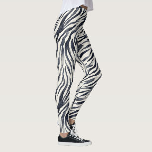 Zwart-wit zebraprintpatroon leggings