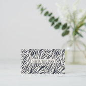 Zwart-wit zebraprintpatroon visitekaartje (Staand voorkant)
