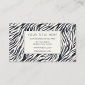Zwart-wit zebraprintpatroon visitekaartje (Achterkant)