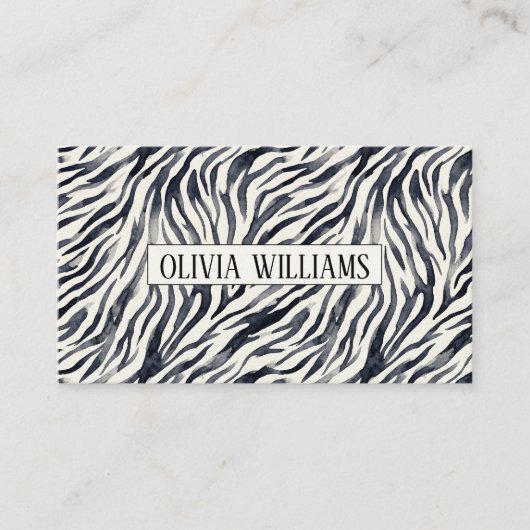 Zwart-wit zebraprintpatroon visitekaartje (Voorkant)