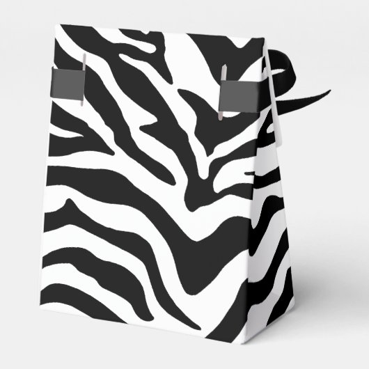 Zwart-wit zebrastreepprint bedankdoosjes (Achterkant)