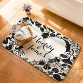 Zwart-wit Zee Creatures Couples Hart Monogram Badmat