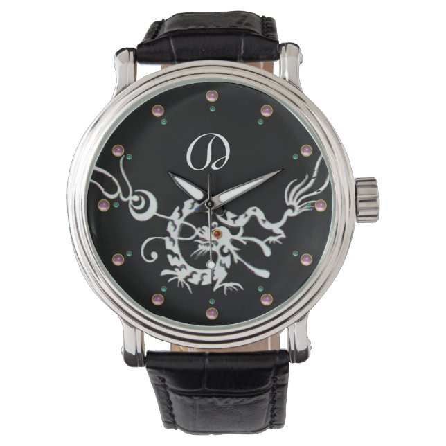 ZWART WIT ZEE DRAAK MONOGRAM HORLOGE (Voorkant)