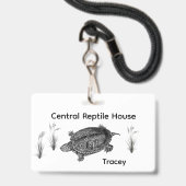 Zwart-wit Zee Turtle Zoo Guide Badge (Voorzijde met lanyard)