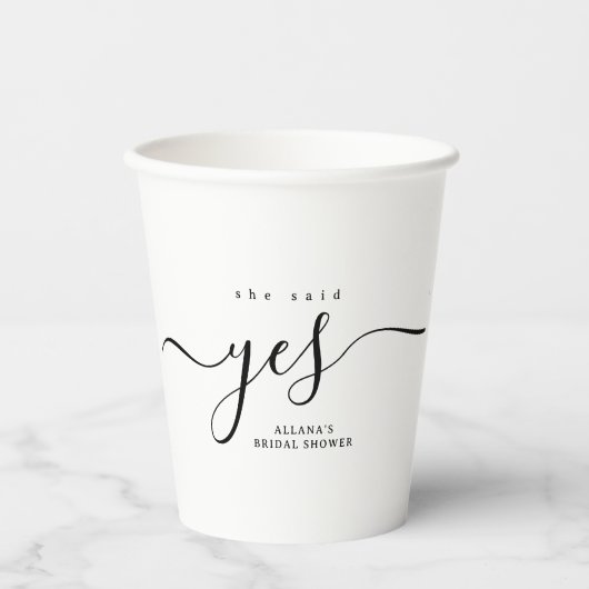 Zwart-wit zei ze ja Vrijgezellenfeest Papieren Bekers (Voorkant)