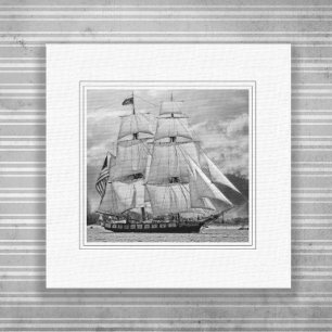 Zwart Wit Zeilschip Schoener Canvas Afdruk