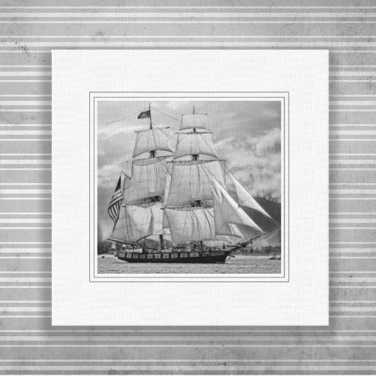 Zwart Wit Zeilschip Schoener Canvas Afdruk