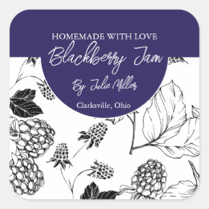Zwart-wit Zelfgemaakt Blackberry Jam Label