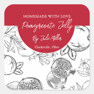 Zwart-wit Zelfgemaakt Granaatappel Jelly Label