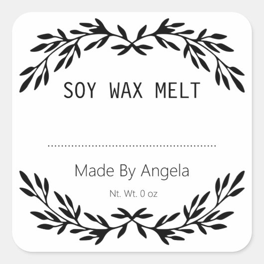 Zwart-wit Zelfgemaakte  Blank Vierkante Sticker (Voorkant)