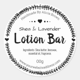 Zwart-wit Zelfgemaakte Lotion Bar Labels