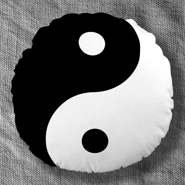 zwart-wit Zen yin-yang Symbool Rond Kussen (Creator heeft geüpload)