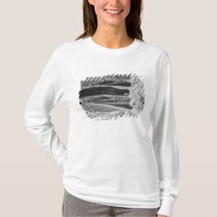 Zwart-wit zicht op een kronkelende weg t-shirt