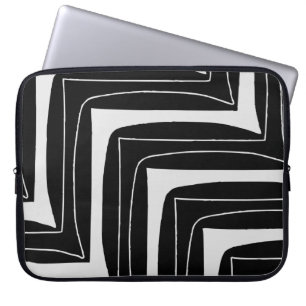 Zwart-wit Zig Zag Afrikaanse print Laptop Sleeve