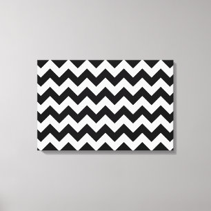 Zwart-wit Zigzag Canvas Afdruk