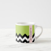 Zwart-wit Zigzag, Chevron, Groen, Jouw naam Espresso Kop (Rechts)
