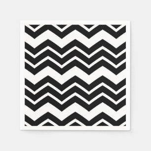 Zwart Wit Zigzag Chevron Patroon Ontwerp Servet