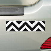 Zwart-wit Zigzag Chevron Pattern Bumpersticker (Op auto)