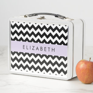 Zwart-wit Zigzag, Chevron Pattern, Jouw naam