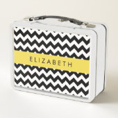 Zwart-wit Zigzag, Chevron Pattern, Jouw naam (Achterkant)