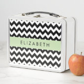 Zwart-wit Zigzag, Chevron Pattern, Jouw naam (In situ)