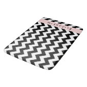 Zwart-wit Zigzag, Chevron Pattern, Jouw naam Badmat (Gekanteld)