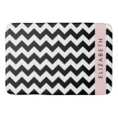 Zwart-wit Zigzag, Chevron Pattern, Jouw naam Badmat (Voorkant)