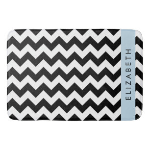 Zwart-wit Zigzag, Chevron Pattern, Jouw naam Badmat