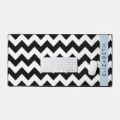 Zwart-wit Zigzag, Chevron Pattern, Jouw naam Bureaumat (Keyboard & Muis)