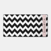 Zwart-wit Zigzag, Chevron Pattern, Jouw naam Bureaumat (Voorkant)