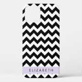 Zwart-wit Zigzag, Chevron Pattern, Jouw naam Case-Mate iPhone Case (Achterkant)