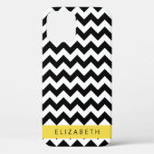 Zwart-wit Zigzag, Chevron Pattern, Jouw naam Case-Mate iPhone Case (Achterkant)