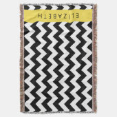 Zwart-wit Zigzag, Chevron Pattern, Jouw naam Deken (Voorkant Verticaal)