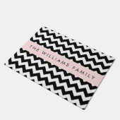 Zwart-wit Zigzag, Chevron Pattern, Jouw naam Deurmat (Schuin)
