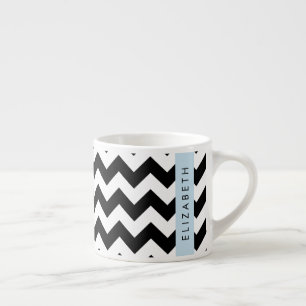 Zwart-wit Zigzag, Chevron Pattern, Jouw naam Espresso Kop