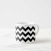 Zwart-wit Zigzag, Chevron Pattern, Jouw naam Espresso Kop (Voorkant rechts)
