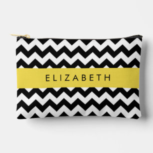 Zwart-wit Zigzag, Chevron Pattern, Jouw naam Etui