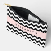 Zwart-wit Zigzag, Chevron Pattern, Jouw naam Etui (Open)