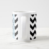 Zwart-wit Zigzag, Chevron Pattern, Jouw naam Extra Grote Beker (Achterkant)