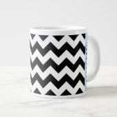 Zwart-wit Zigzag, Chevron Pattern, Jouw naam Extra Grote Beker (Voorkant rechts)