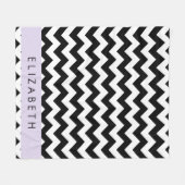 Zwart-wit Zigzag, Chevron Pattern, Jouw naam Fleece Deken (Voorkant (Horizontaal))