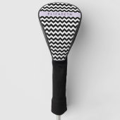 Zwart-wit Zigzag, Chevron Pattern, Jouw naam Golfheadcover (Voorkant)