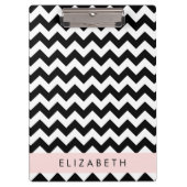 Zwart-wit Zigzag, Chevron Pattern, Jouw naam Klembord (Voorkant)