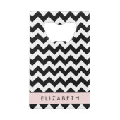 Zwart-wit Zigzag, Chevron Pattern, Jouw naam Kredietkaart Flessenopener (Achterkant)