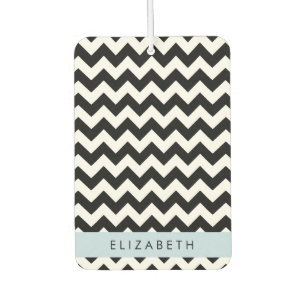 Zwart-wit Zigzag, Chevron Pattern, Jouw naam Luchtverfrisser
