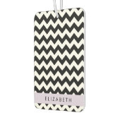Zwart-wit Zigzag, Chevron Pattern, Jouw naam Luchtverfrisser (Links)