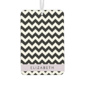 Zwart-wit Zigzag, Chevron Pattern, Jouw naam Luchtverfrisser (Achterkant)